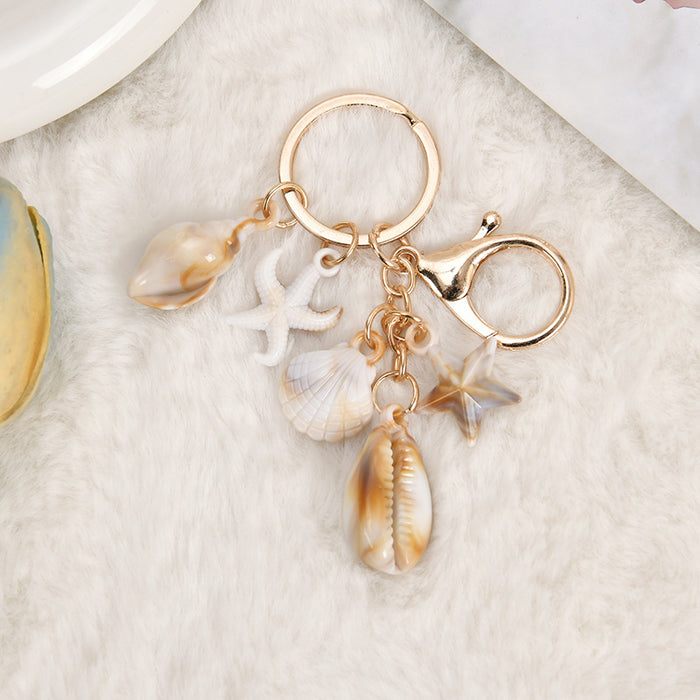 Wholesale Seaside Vacation Ocean Series Conch Starfish Pentagram Keychain