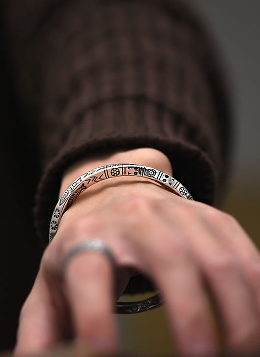 Wholesale Silver Plated Vintage Handmade Solid Open Bracelet Bracelet Bracelet