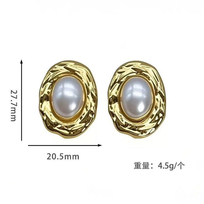 Wholesale Pearl earrings light luxury personality temperament does not fade titanium steel earrings new product
