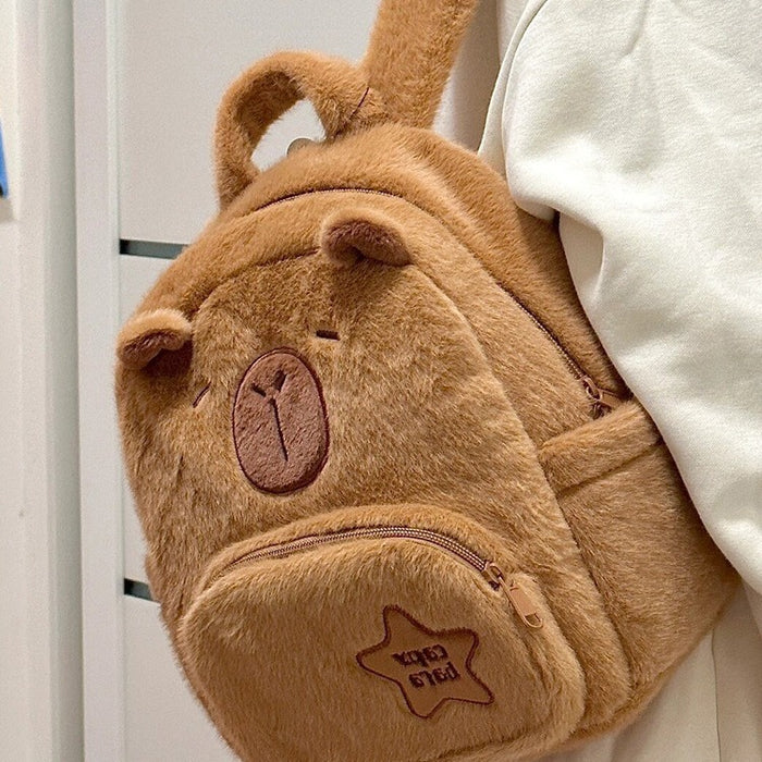 Wholesale Plush Capybara Backpack Cute Crossbody Handbag Female Cartoon Student Small Backpack