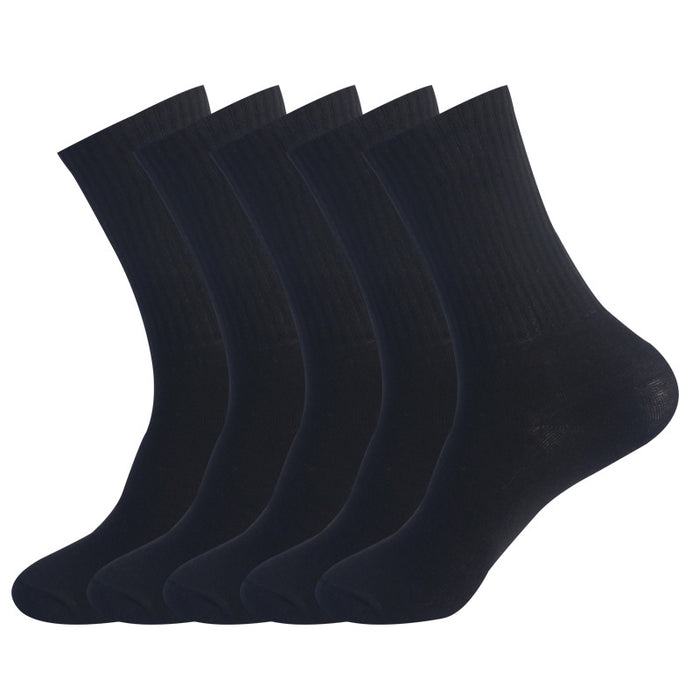 Wholesale High elastic socks, mid length socks, sports sweat absorbing cotton socks, casual solid color long socks