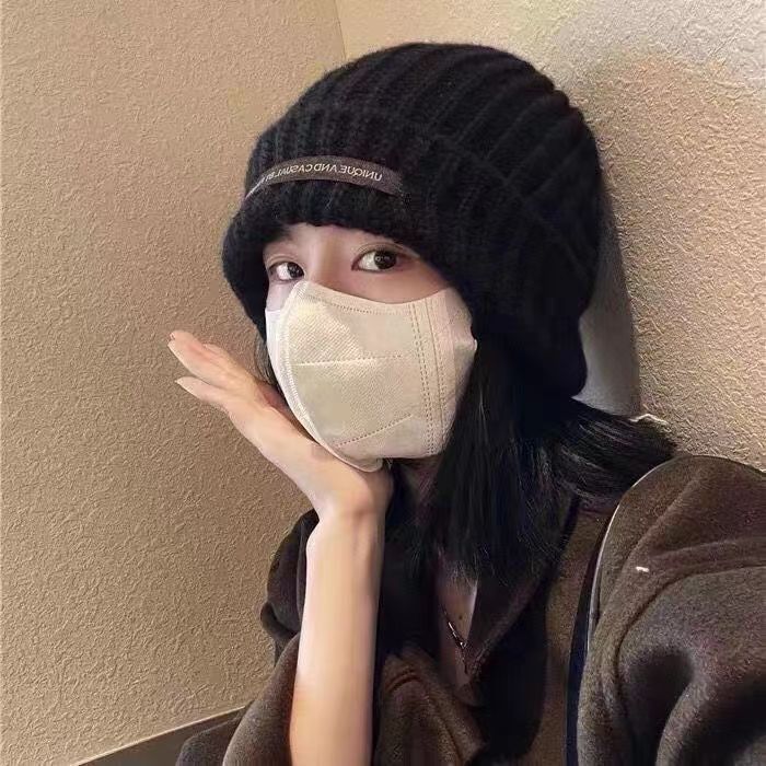 Wholesale large version of coarse wool hat children' s big head circumference loose thick knitted hat face small warm cold hat