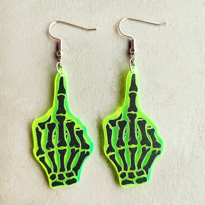 Wholesale 2pcs Halloween Skull Alien Fluorescent Acrylic Earrings JDC-ES-HeYi109