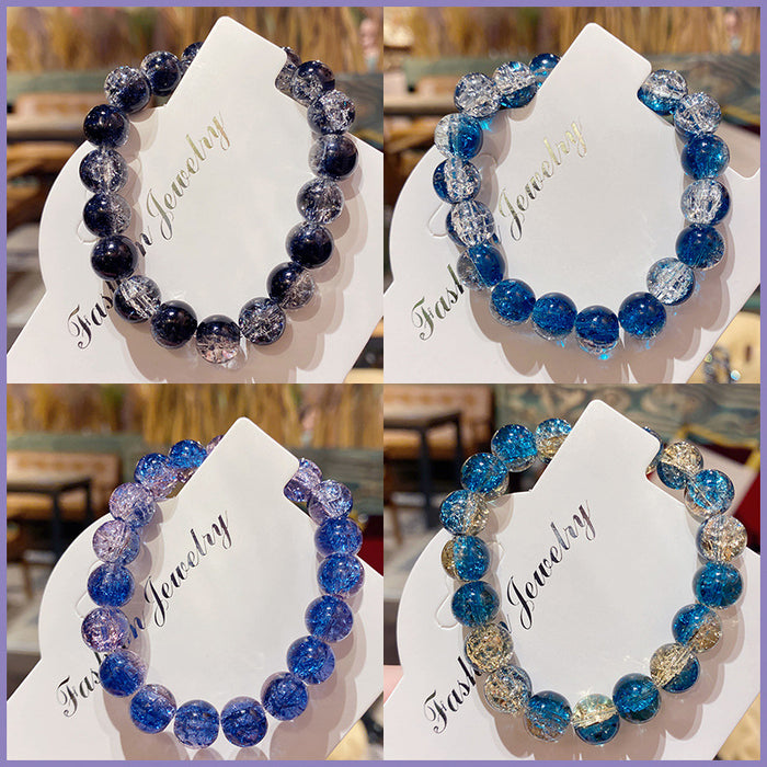 Wholesale Glass Bead Bracelet Deep Sea Blue Two-Color Unisex Fashion Accessory MOQ≥3
