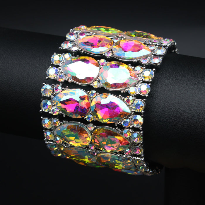 Wholesale Rhinestone Stretch Bracelet For Women Gold AB Geometric Statement Jewelry Party Fashion Accessory Boutique Resale