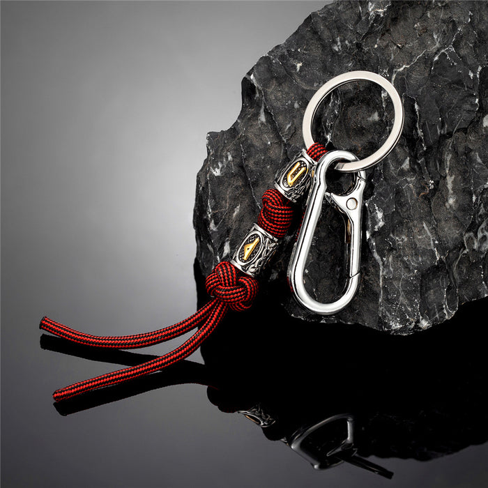 Wholesale Woven rope keychain, stainless steel keychain, bag hanging rope