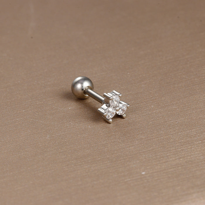 Wholesale Jewelry Stainless Steel Ear Nail Zircon Ball Screw Women