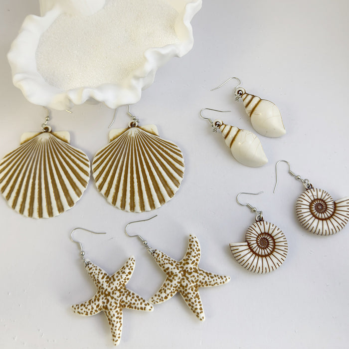 Wholesale Vintage Ocean Shell Acrylic Earrings Boho Style Fashion Accessory for Resale MOQ≥2