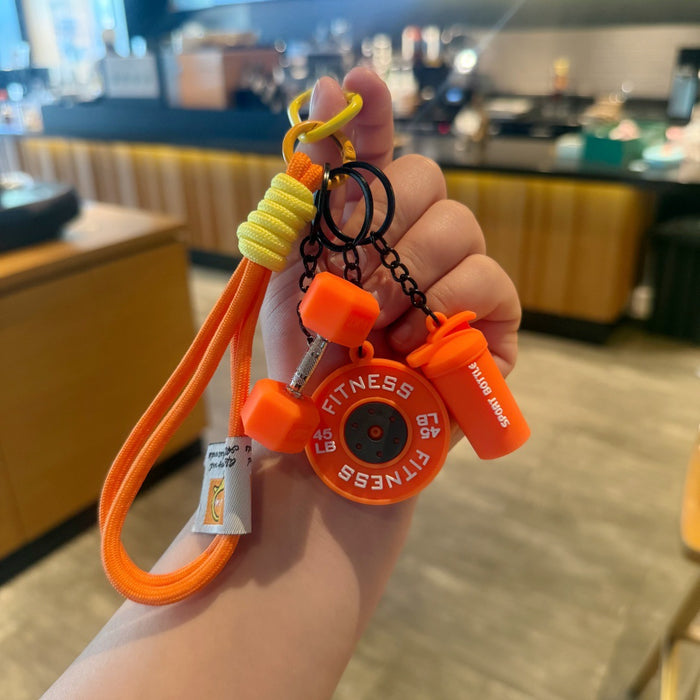 Wholesale Creative Mini Fitness Barbell Keychain