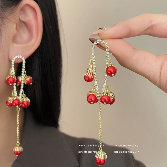 Wholesale Butterfly tassel earrings with sweet flowers, long earrings with exquisite temperament, and delicate earrings