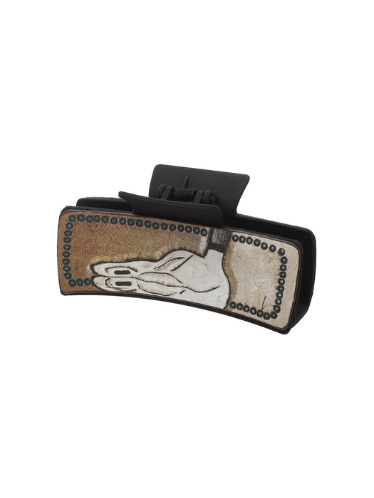 Wholesale Western Cowboy Style Leather Hair Clip Bull Shark Clip Women' s Clip