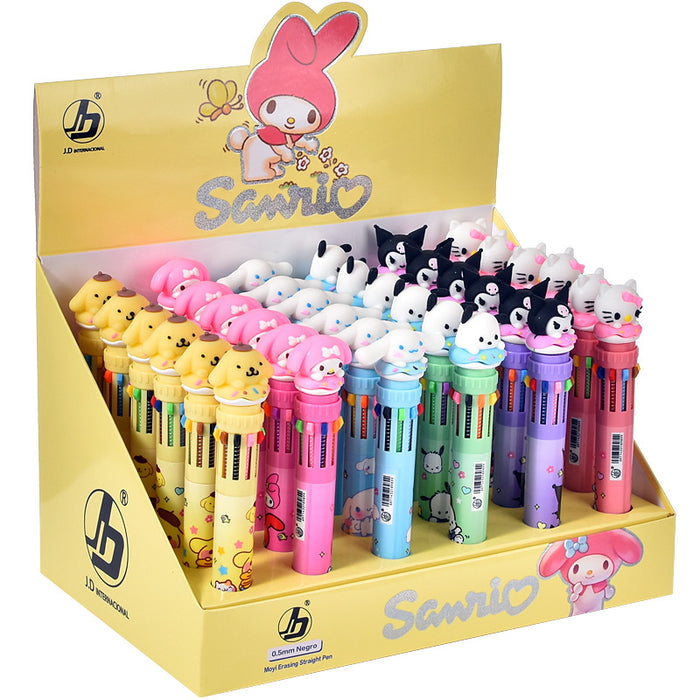 Wholesale push pen 10-color ballpoint pen cute ten-color journal pen multi-color pen display box