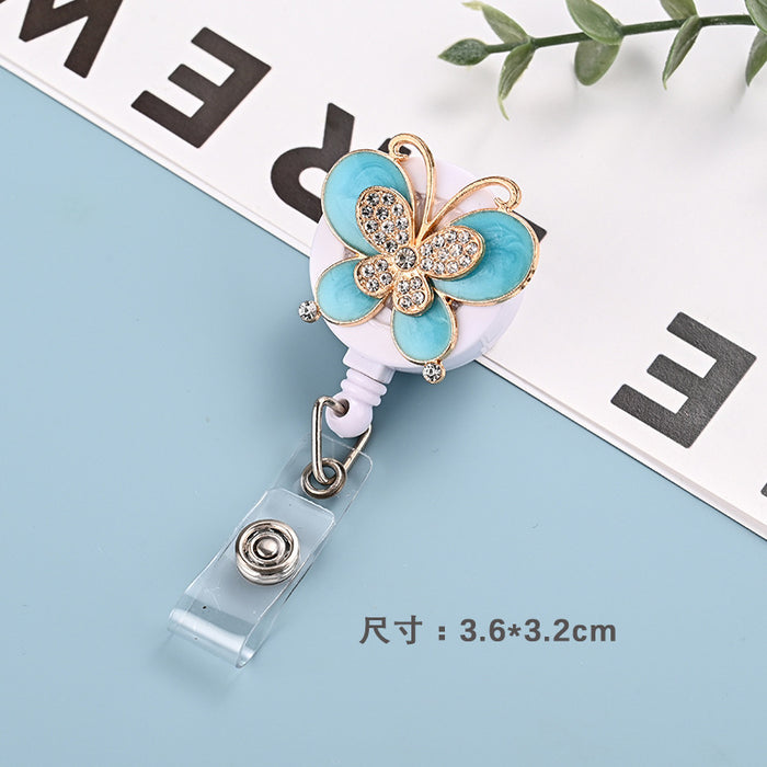 Wholesale Metal Diamond Butterfly Cartoon Retractable Buckle Keychain JDC-KC-ChangQi001