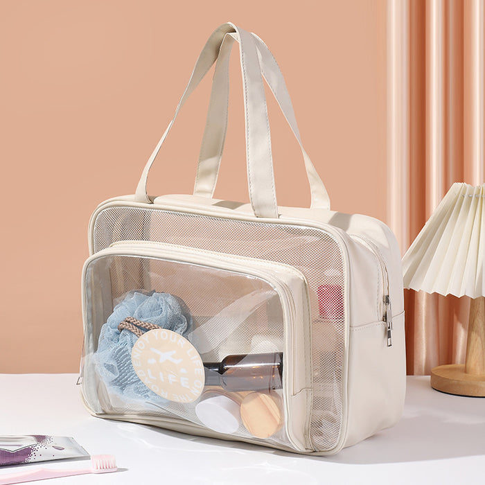 Wholesale PVC wash bag, hand-held single shoulder dry wet separation bag, waterproof makeup and wash storage bag