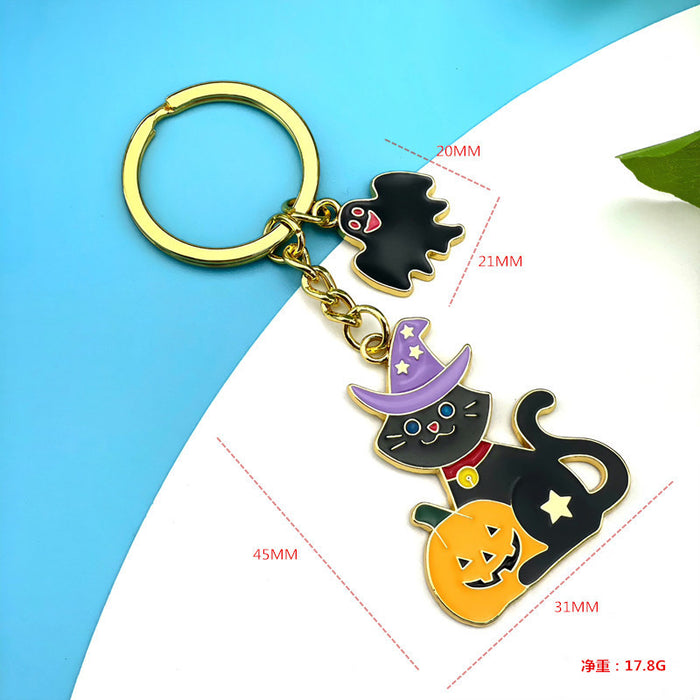 Wholesale Halloween Metal Ghost Pumpkin Keychain Boutique Resale Accessory