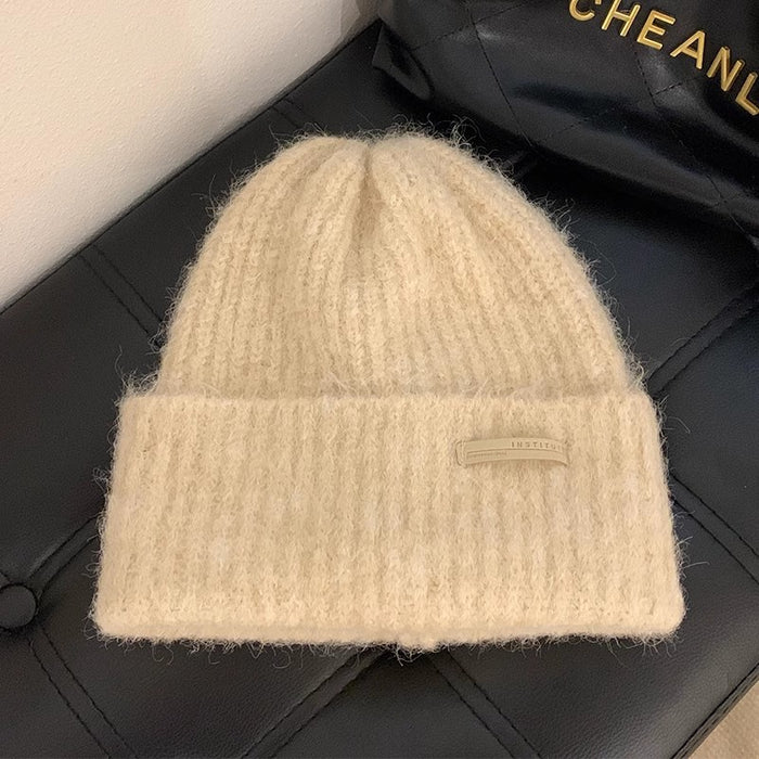 Wholesale Wool autumn and winter wool pile hat big head circumference versatile casual cold hat warm hat couple ear protection knitted hat