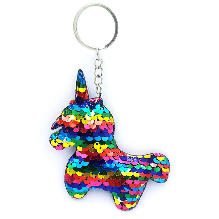 Wholesale Reflective Shiny Animal Plant Keychain PET Sequins Fashion Bag Car Pendant DIY Clothing Accessories JDC-KC-QS001