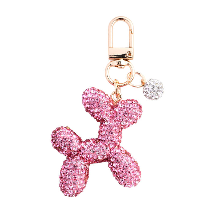 Wholesale Cute Balloon Puppy Diamond Car Keychain
