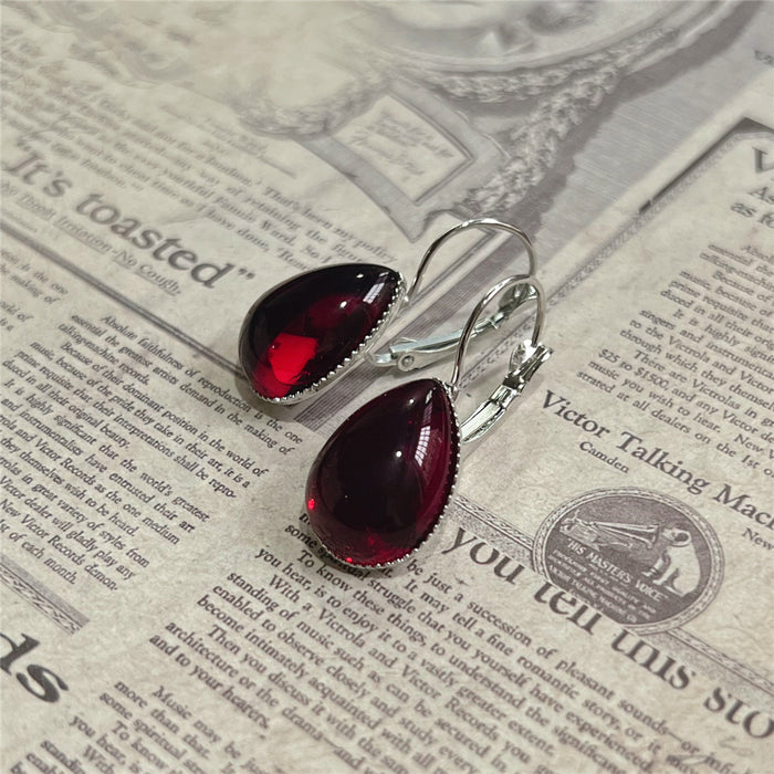 Wholesale Earrings Alloy Retro Dark Red Crystal JDC-ES-AMing006