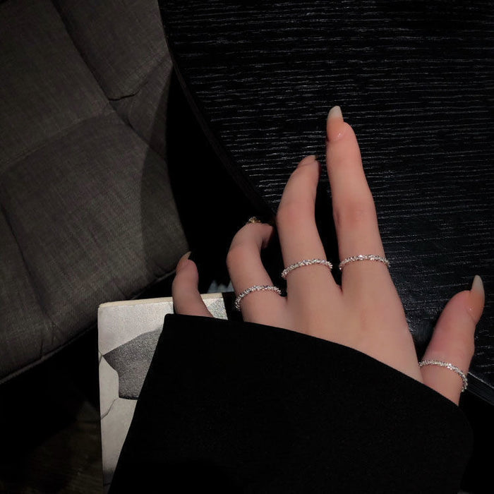 Wholesale Silver ring women's ring new niche plain circle chain ring