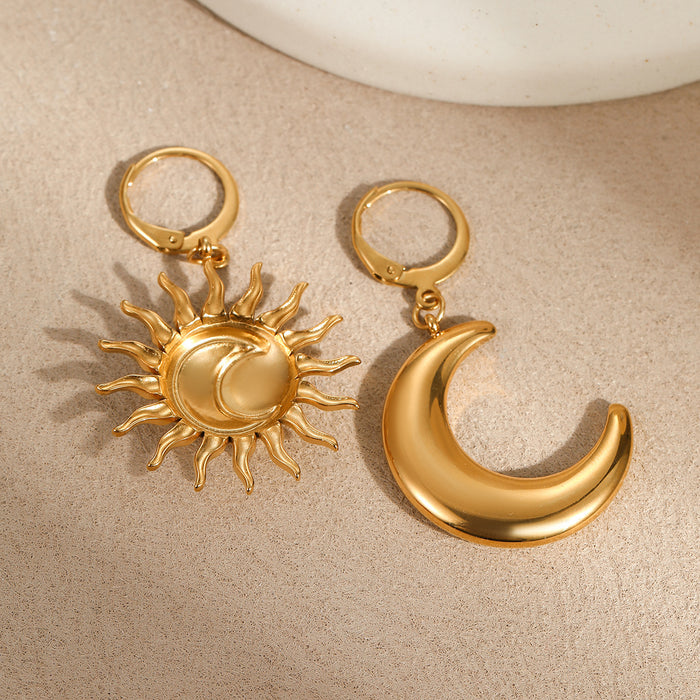 Wholesale Stainless steel moon and sun earrings