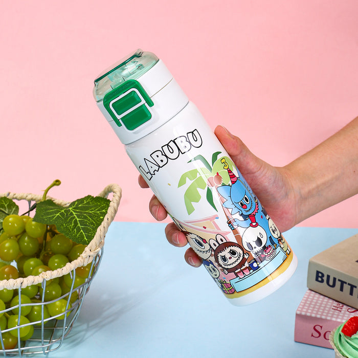 Wholesale Cartoon Double Drinking Cup Stainless Steel Thermos Cup Children' s Water Cup Bounce Lid Straw Cup