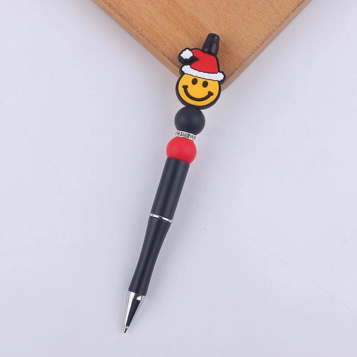 Wholesale Cartoon Christmas Santa Claus Silicone Plastic Bead Pen JDC-PN-GuangTian011