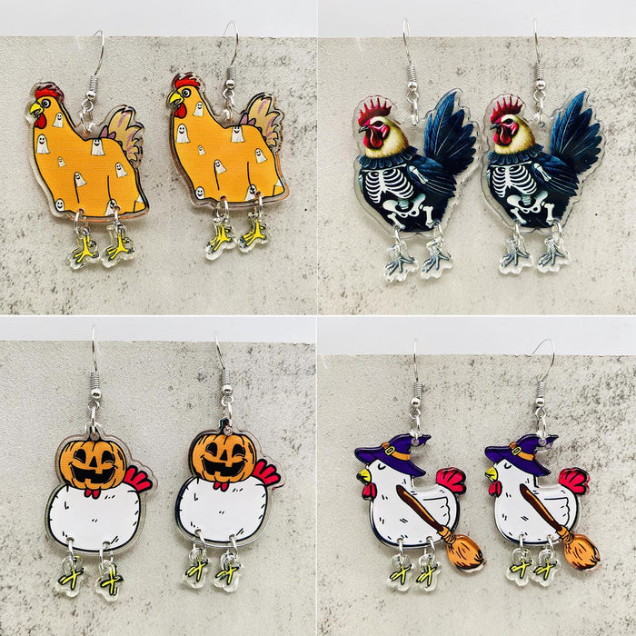 Wholesale  Earrings  Christmas Rooster Acrylic Earrings Holiday Ornaments