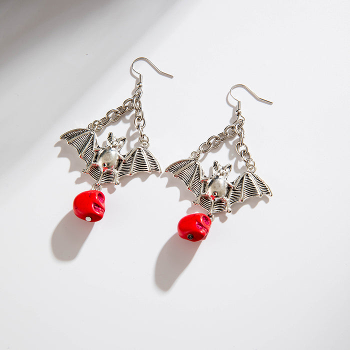 Wholesale Skull Bat Earrings Dark Creative Alloy Drop Earrings Fashion Accessory MOQ≥2