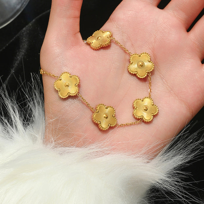 Wholesale Gold Titanium Steel Four Leaf Clover Bracelet Women S Fashion Jewelry Accessory