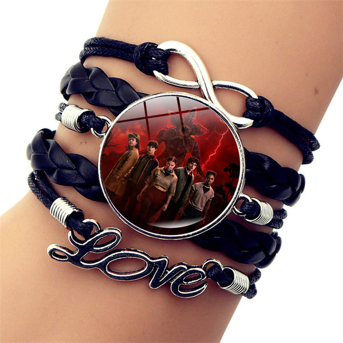 Wholesale Multi-layered leather bracelets with movie themes for men and women.