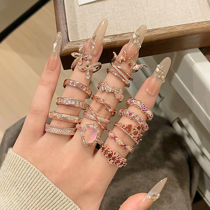 Wholesale Full Diamond Ring, Light Luxury, Exquisite, Versatile, High End, Open Mouth Finger Ring