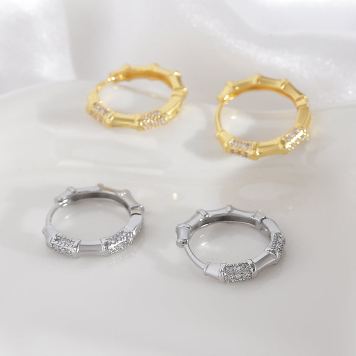 Wholesale New light luxury niche plain ring earrings with diamond studded earrings and versatile temperament earrings
