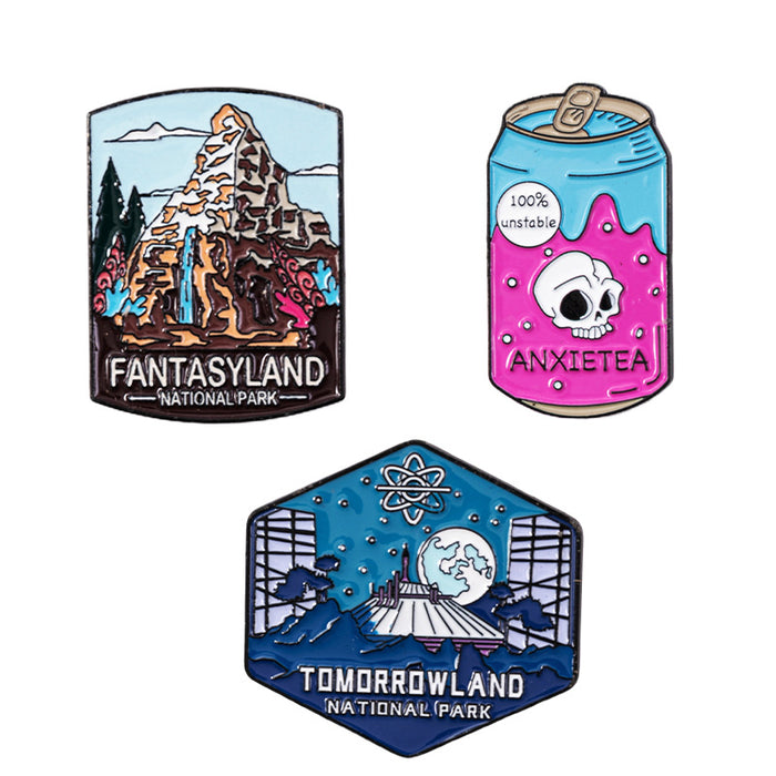 Wholesale Cartoon brooch outdoor park camping alloy badge personalized clothing accessories badge