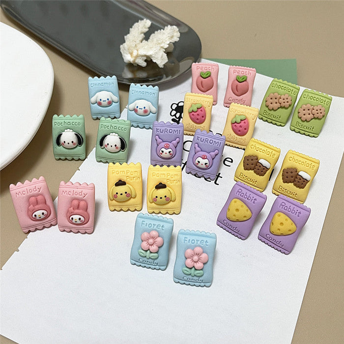 Wholesale Resin Earrings Simple Cartoon Candy Shape (S) JDC-ES-shier006