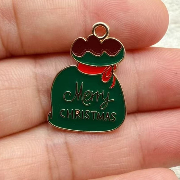 Wholesale 10pcs New oil-drip Christmas-themed alloy accessories  cartoon snowman  reindeer,   DIY pendant accessories