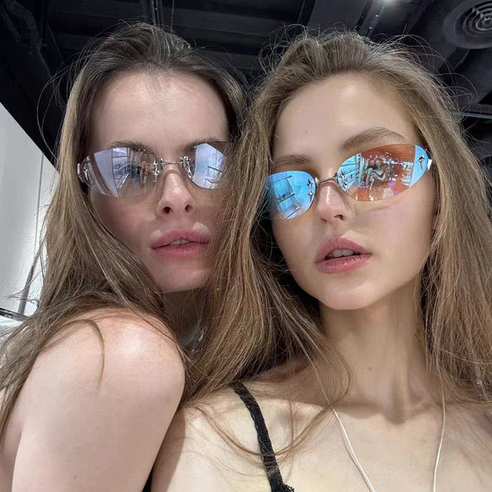 Wholesale Glasses Star Frameless Sunglasses Retro Future Sunglasses Men's and Women's Glasses