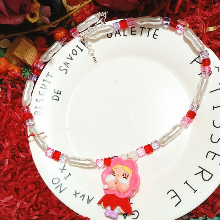 Wholesale Crystal Acrylic Beads Cute  Crying Baby Bubble Cute Short Necklace