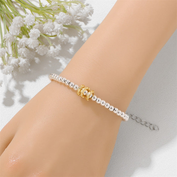 Wholesale 4mm silver hematite bracelet with 18k gold plated spacers and adjustable lobster clasp