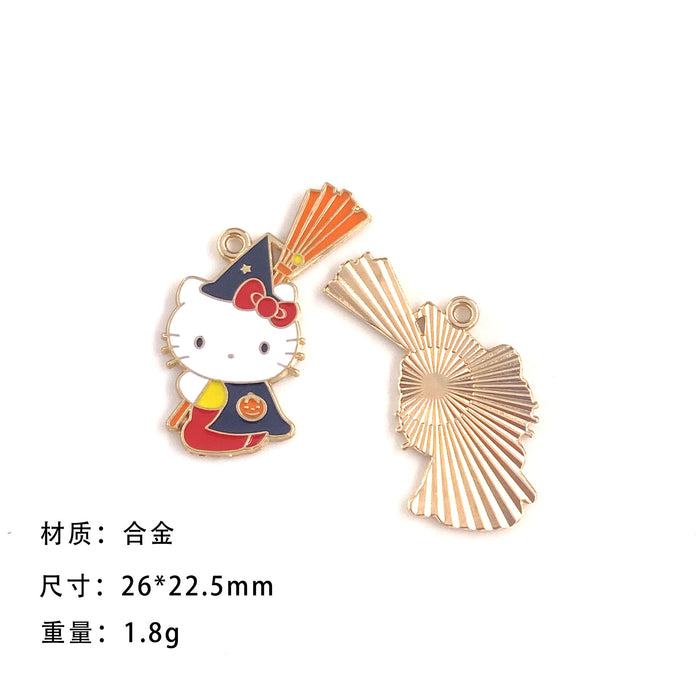 Wholesale 10pcs Cute personality cat cartoon collection alloy oil drop earrings pendant keychain pendant jewelry accessories