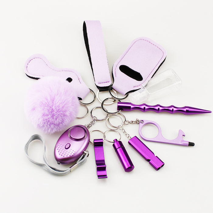 Wholesale 11 Piece Self Defense Keychain Set Black Alloy Everyday Car Key Accessory For Resale