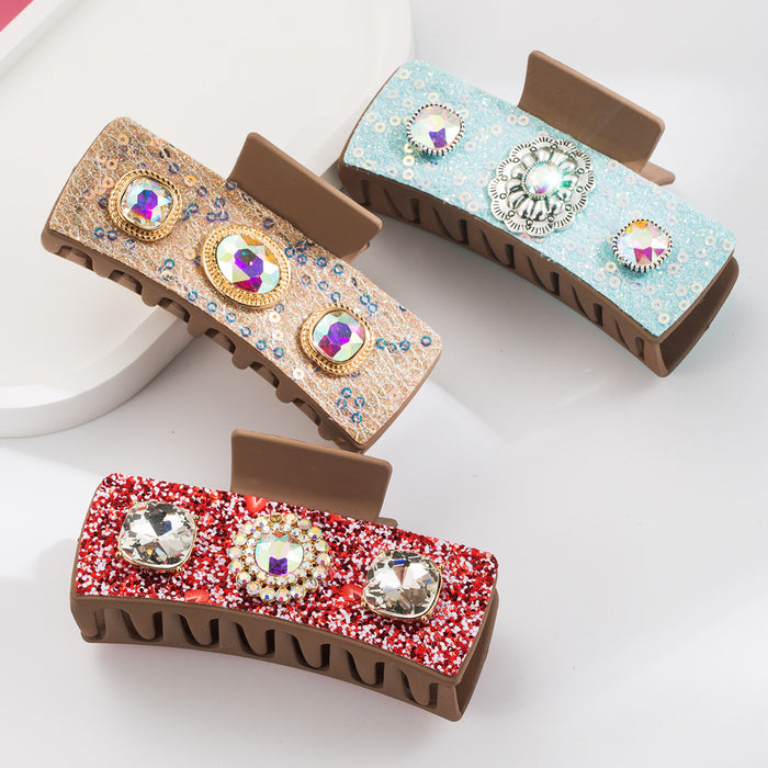 Wholesale Retro Ancient Silver Alloy Diamond Patch Sequin Hair Clip Back Head Clip Elegant Simple Hair Accessories