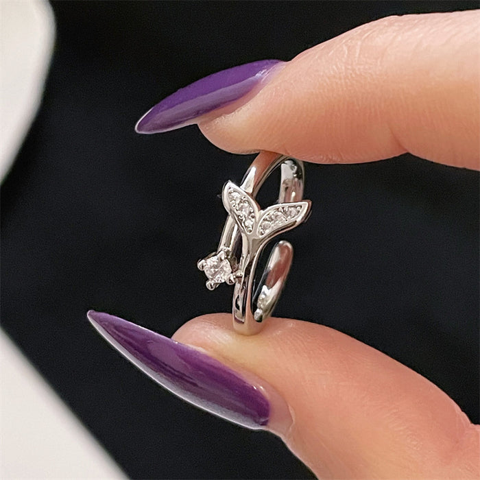 Wholesale Simple and fashionable geometric diamond inlaid zircon open ring, niche, light luxury, high-end, versatile