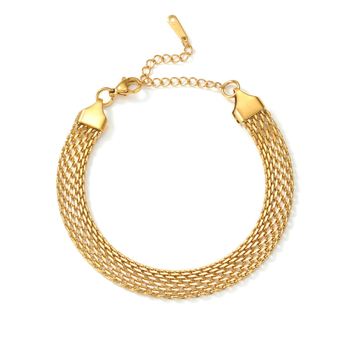 Wholesale 2pcs Dongguan Vacuum Electroplated Titanium Steel Jewelry Cross-Border Woven Bracelet,  Light Luxury,  High-End Feel,  Simple,  Fashionable,  Versatile,  Non-Fading