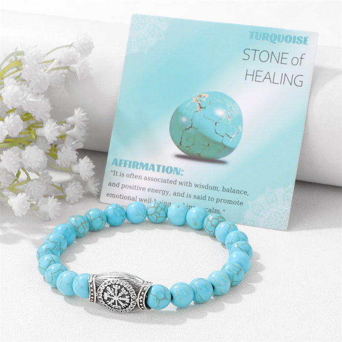 Wholesale Viking symbol bracelet with stone and gemstone bracelet