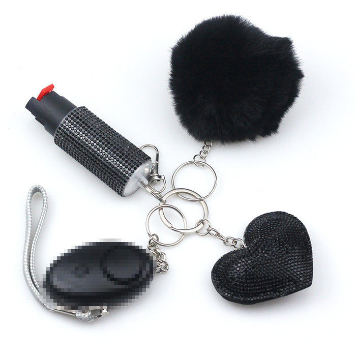 Wholesale Heart Hot Diamond Functional Plastic Keychain Diamond 4-piece Set JDC-KC-TouMS021