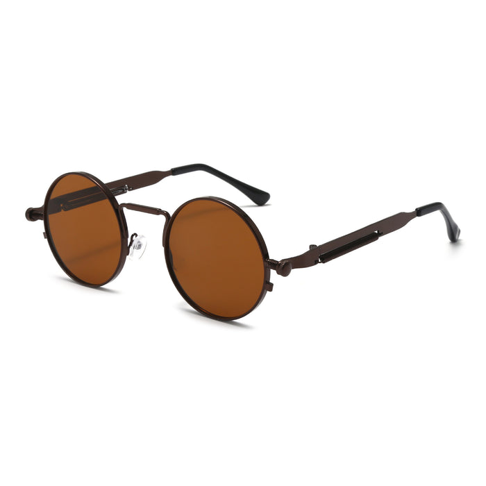 Wholesale New Fashion Round Steampunk Sunglasses Spring Legs Metal Too Glasses