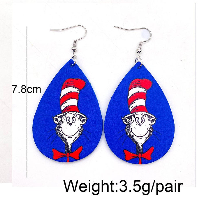 Wholesale New Teacher's Day Leather Earrings Kitten Pencils Picture Books Student Earrings Teacher Gifts Accessories JDC-ES-YaChen05