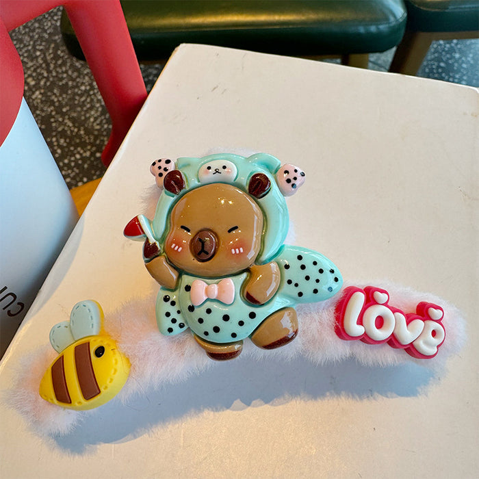 Wholesale Plush Grabber Cartoon Bear Shark Clip Autum Hair Clip