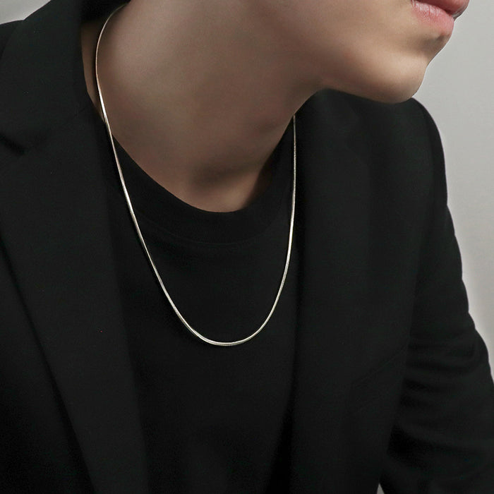 Wholesale Accessories: Snake bone chain necklace, niche trendy brand, thin men's unisex, versatile titanium steel neck, men's collarbone, sweater chain
